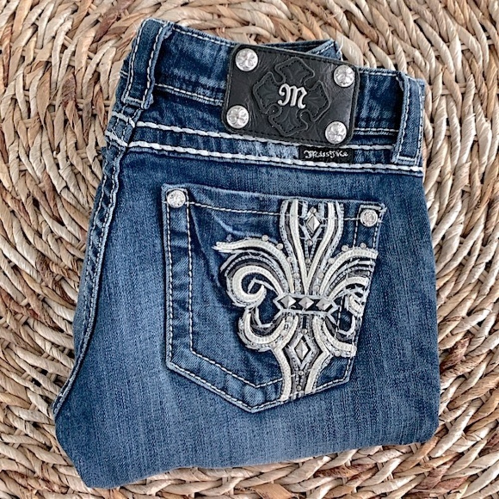 Miss Me Fleur De Lis Bootcut Jean